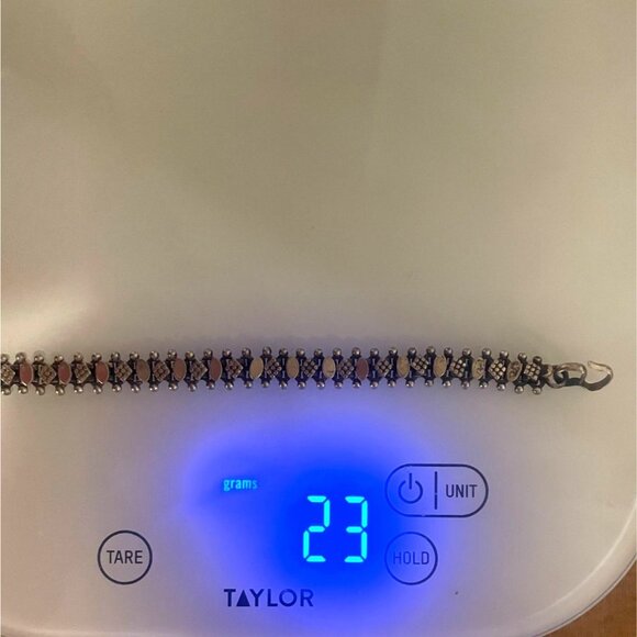 Vintage Sterling Silver Traditional India-Rajasthani Bracelet 7.75in Long 23g - Picture 9 of 9